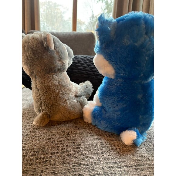 Gray Rhino & Blue Husky Plush Toy Set 6" BJToy Company - Picture 2 of 7